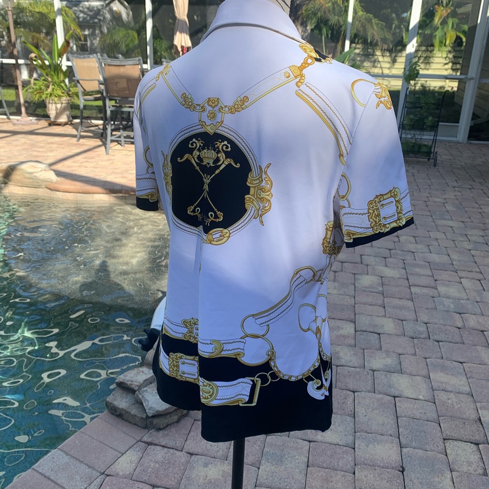 J Mclaughlin Short Sleeve Pullover Button Up Top - image 2